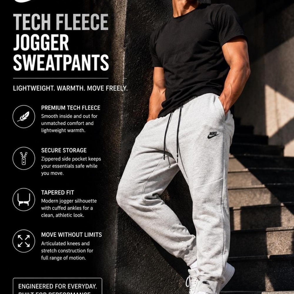 Nike Tech Fleece Jogger Sweatpants Light Gray Men's XL Athletic Sportswear